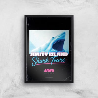 Jaws Amity Island Shark Tours Giclee Art Print - A3 - Black Frame