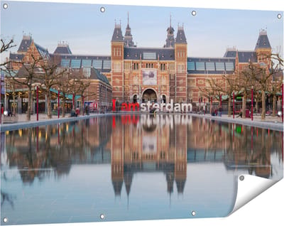 Gards Tuinposter Amsterdam Rijksmuseum - I Amsterdam Tekst - 120x80 cm - Tuindoek - Tuindecoratie - Wanddecoratie buiten - Tuinschilderij
