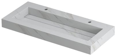 Ink Pitch meubelwastafel 100x45cm keramische slab - 2 kraangaten - Calacatta