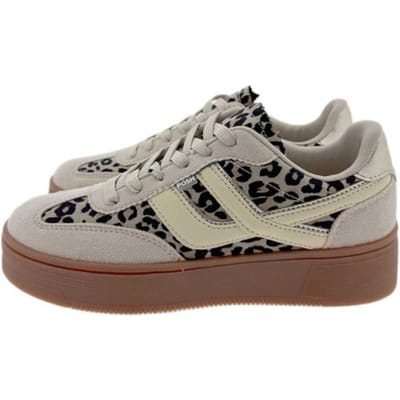 POSH by Poelman GEORGIA Dames Sneakers - Bruin met dierenprint