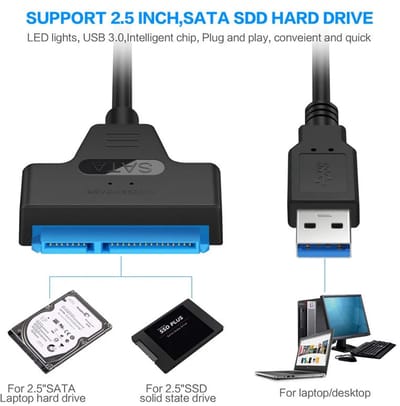 USB-SATA Serie - USB naar SATA Kabel - Tot 6 Gbps - Voor 2.5 Inch HDD SSD - Adapter - Voor Gebruikers - SATA III 22 Pin
