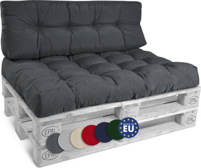 Beautissu Style – Palletkussen Set – 1x Zitkussen 120x80 cm & 1x Rugkussen 120x40 cm – Graphiet Grijs