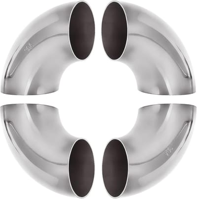 Pack van 4 Mandrel Bocht Elboog 90 Graden, 2.5 Inch OD, 16GA Roestvrij Stalen Buizen voor Uitlaat en Trapleuning