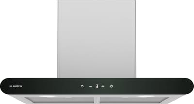 Klarstein CurveVent Afzuigkap - 60 cm wandkap, 682 m³/u luchtstroom, A+ energie-efficiëntie, Touch-bediening, LED-verlichting, 57 dB, Zwart, Afvoer & koolstoffilter