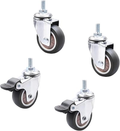 Set van 4 Zware G কাMuurwielen met Rem - 360° Zwenkbaar en Krasvrij Rubber