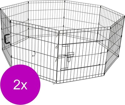 Adori Puppyren Zwart - Hondenbench - 2 x 61x61 cm