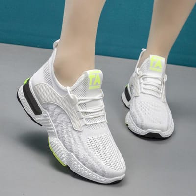 Heren Zomer Strikt Geselecteerde Trendy Schoenen voor Heren en Dames van Dezelfde Stijl Lichtgewicht Vliegweefsel Ademend Casual Schoenen Herenschoenen 38 white