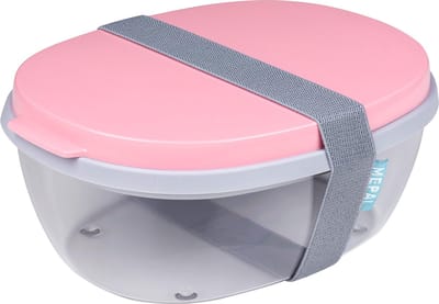 Mepal Ellipse saladebox - met minibox - Nordic pink