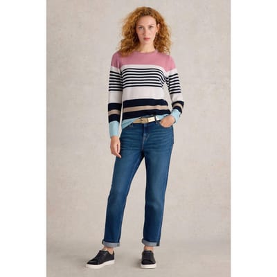 White Stuff Stripe Crew Merino Pink Multi Größe: 20 | Pullover Outlet | Damen | Rosa