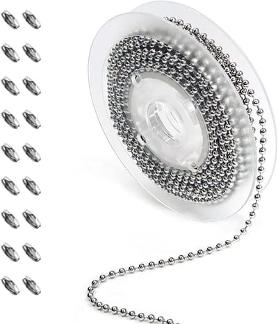 5M RVS Ball Chain met 2.4mm Diameter, 50 Kralen en Connectors voor DIY Kettingen, Armbanden en Sleutelhangers