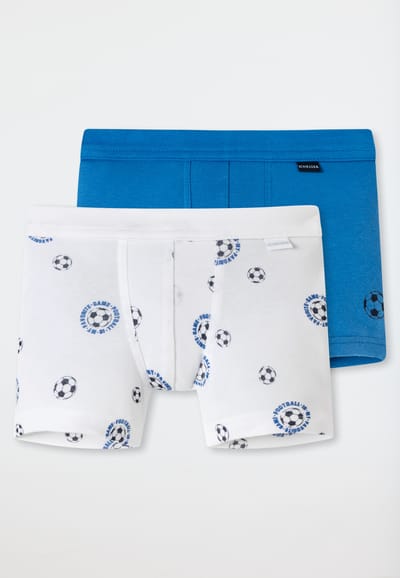 Shorts, set van 2, fijnrib, softboord, voetbal, blauw/wit - multipacks met fijnribben shorts 98