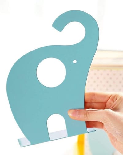 Creatieve Olifant Boeksteunen voor Kinderen - Dierlijke Boekensteunen voor Tafel en Bureau - 19x12cm (lichtblauw)