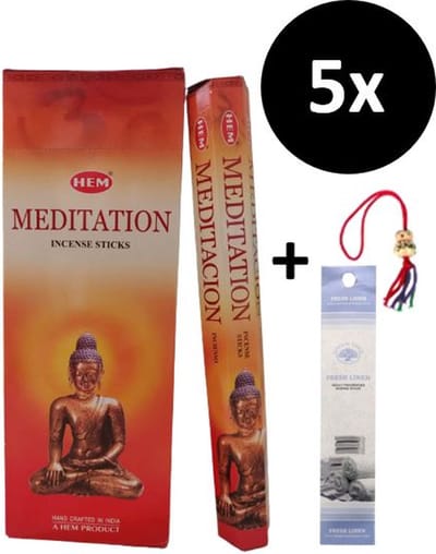 Wierook - Wierookstokjes - 5 Kokers - 100 Stokjes + 5 Mini Stokjes En 1 Gelukspoppetje - Geur Meditatie - Meditation