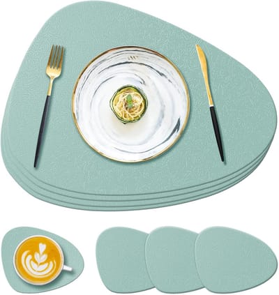 Siliconen Placemats en Onderzetters - Hittebestendig, Antislip en Waterproof - Set van 8 - Lichtgroen