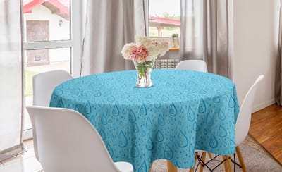 ABAKUHAUS Regenronde Tafelkleed, Cirkelvormige tafelkleedhoes voor eetkamerkeukendecoratie, 150 cm, Azure Blauw Lichtblauw