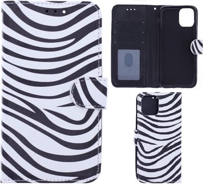 Portemonnee Book Case Hoesje Geschikt voor: Apple iPhone 14 - Zebra Print