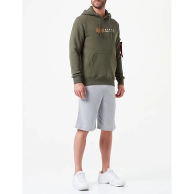 Alpha Industries Trui met capuchon - Alpha Label Hoodie - S tot XXL - voor Mannen - olijf