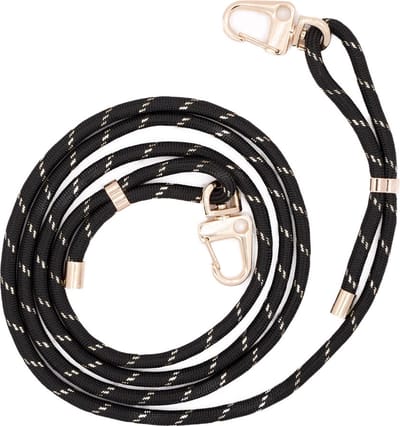 xoxo Wildhearts telefoonkoord - Black - Geschikt voor iPhone - Geschikt voor Samsung - Universeel - Phone cord - Telefoonketting - Koord voor telefoon - Telefoon hanger - Zwart - Goud