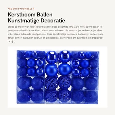 Dailygoods- Kerstballen 100 Stuks - Kunststof Decoratie - Glitter/Matte/Helder - Diverse Maten - Duurzaam - Geschikt voor Feestdecoratie - Kerstdecoratie