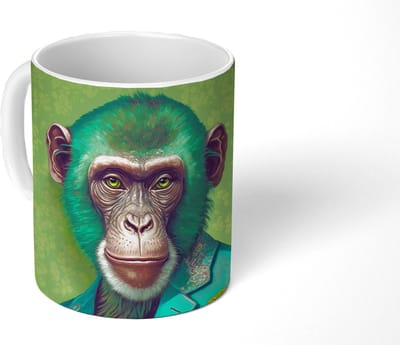 Mok - Koffiemok - Aap - Colbert - Bloemen - Neon - Portret - Mokken - 350 ML - Beker - Koffiemokken - Theemok