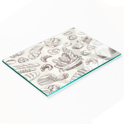 Multifunctionele decoratieve broodplank van gehard glas voor in de keuken, 80x52 cm