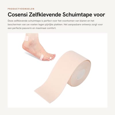 Dailygoods- Schuimtape Slijtvast - Blisterpreventietape - Hielbeschermertape - Ademend - Aanpasbare Pasvorm - 4,5M - Blistertape