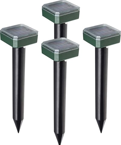 Mollenverjager - 4 stuks - Mollenbestrijding - Op zonne-energie - Diervriendelijk - Waterdicht - Strakke tuin/gazon/perceel