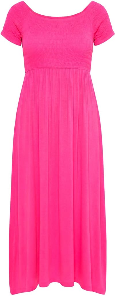 Angel of Style - Dames - Maxi-jurk A-lijn jersey gerimpelde borst - Hibiscusrood - Maat 50
