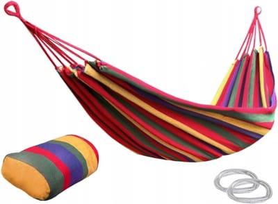 Ariko hangmat - tot 150 kg - 180x85cm - buiten - zwevend - katoen - opbergtas - rood/blauw/geel/groen
