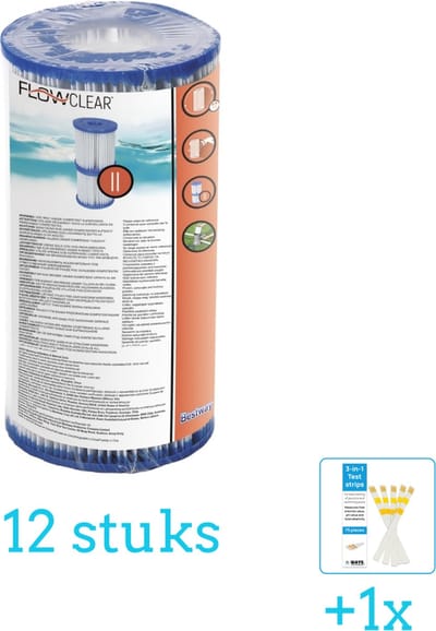 Bestway - Flowclear - Filtercartridge Type II - Volumebundel - Filter - 12-delig
