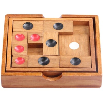 Klotski Houten Schuif Ontsnappingspuzzel Huarong Weg Spel Kubus Chinese Huarong Schuifpuzzel Klassiek Houten Gezinsspel beige