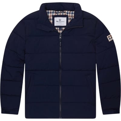 Aquascutum Active Sp Marineblauwe Pufferjas Met Opstaande Kraag