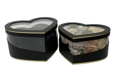 Luxe Hartvormige Cadeaudoos met Transparant Deksel - 29.5*26*16 cm - Zwart - Geschenkverpakking voor Cadeaus & Sieraden - Stevig & Herbruikbaar