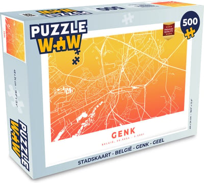 Puzzel Stadskaart - België - Genk - Geel - Legpuzzel - Puzzel 500 stukjes - Plattegrond