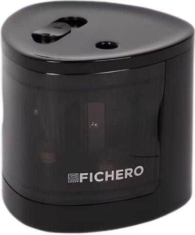 elektrische puntenslijper - potlood - op batterijen - met opvangbak - klein en handig - zwart - smartkabel - tekenen en kleuren