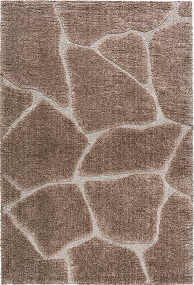 Rugsman Kyoto 014.0067.7222 Vloerkleed - 160 x 230 cm - Bruin - Rechthoekig - Polyester - Woonkamer, Slaapkamer - Effen, Abstract - Shaggy - Hoogpolig, Boho, Modern