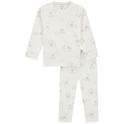 Prénatal Peuter Pyjama beren rib - Meisjes en Jongens - Ivoor Wit - Maat 74