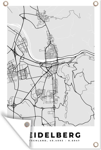 Muurdecoratie Stadskaart - Heidelberg - Kaart - Duitsland - Plattegrond - 120x180 cm - Tuinposter - Tuindoek