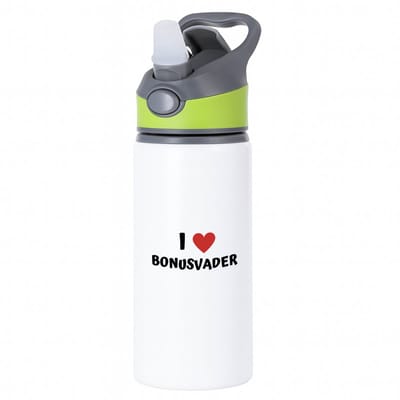 Hacebo® - I love bonusvader waterfles met rietje groen - Vader - de liefste bonusvader - vader cadeautjes - vaderdag - verjaardag - geschenk - kado - water fles - 650ML