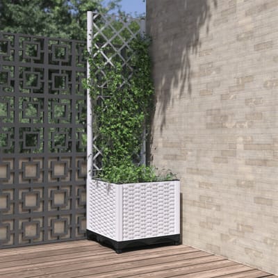vidaXL - Plantenbak - met - latwerk - 40x40x136 - cm - polypropeen