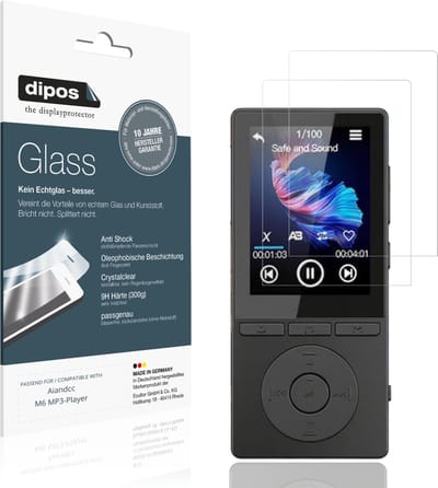dipos – 2x Pantserfolie geschikt voor Aiandcc M6 MP3-Player | 9H Screenprotector