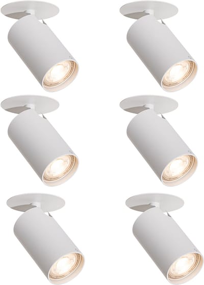 QAZQA chels - Moderne Inbouwspot - 6 stuks - L 9.5 cm - Wit - Woonkamer | Slaapkamer | Keuken
