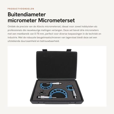 Dailygoods- Micrometerset 3 stuks - Buitendiameter 0-75 mm - Kalibratiestang 25/50 mm - Duurzaam lagerstaal - Opbergdoos - Precisiemeting - Meetgereedschap