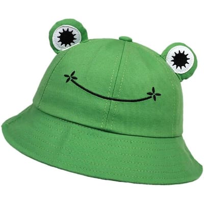 Leuke Kikker Bucket Hats vrouwen Bucket Hat Vrouwen Zomer Outdoor Zon Vissen Pet Katoen Wilde Panama Hoeden groen