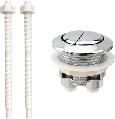 Toilet Spoelknop - Dubbele Knop - Badkamer Reparatie - Aanpasbare Lengte - 47 mm Gat - Zilver
