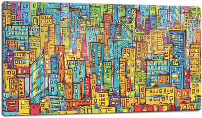 TMK ArtDeko - Snijplank - 52x30 cm - Inductiekookplaat Bescherming - Stadsontwerp