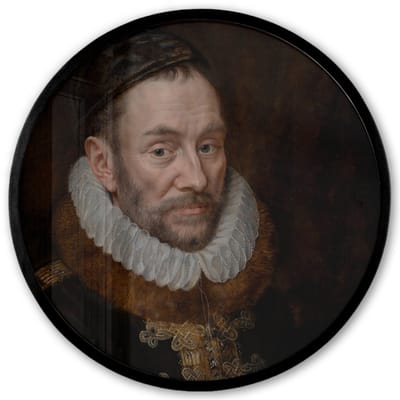 Poster in lijst Rond - Fotolijst 40x40 cm - Posters - Willem van Oranje - Schilderij - Oude meesters - Kunst - Ronde posterlijst zwart - Decoratie - Wanddecoratie woonkamer - Muurdecoratie slaapkamer