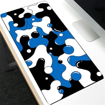 Grote muismat - Toetsenbordmat bureauonderlegger - Productief werken - Wasbaar en slijtvast - 80 x 40 cm - Zwart blauw wit