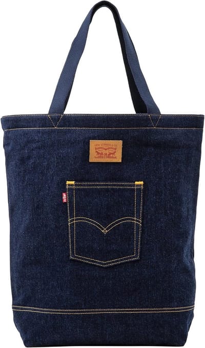 Denim Tote Tas - Schoudertas Werk - Dagelijks Gebruik - Iconische Details - 31x14x45cm - Marineblauw