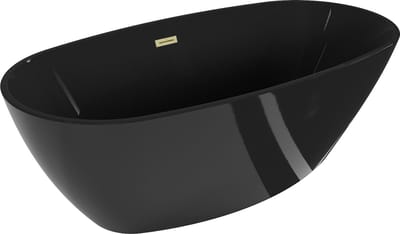 Mexen Eris vrijstaande badkuip 170 x 80 , zwart, overloop goud geborsteld - 53441708070-55